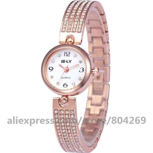 Wholesale E-LY 064 women bracelet watch hot fashion women quartz watches alloy lady rhinestone bangles wristwatches