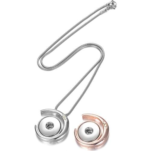 Vocheng Ginger Snap Necklace Pendant Sun Moon Style fit for 18mm Snap Button with 50cm Stainless Steel Chain Gift NN-754
