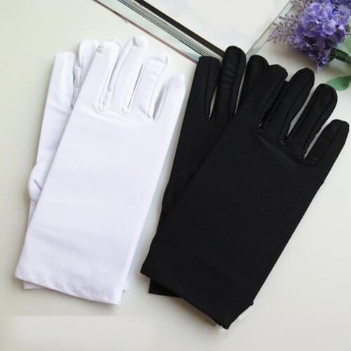 1Pair Hot Sold Men Black White Etiquette Short Gloves Thin Stretch Spandex Sports Driving Sun Protection Five Fingers Gloves