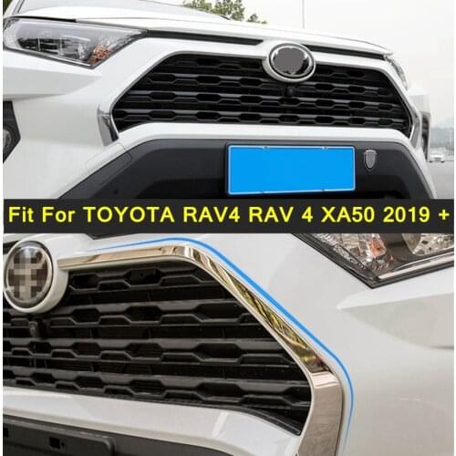 Car Styling Front Fog Lights Foglight Lamp Eyelid Eyebrow Panel Cover Trim Chrome For TOYOTA RAV4 RAV 4 XA50 2019 2020 2021