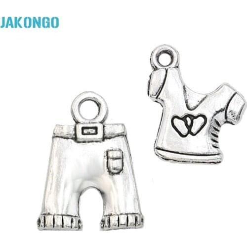 JAKONGO Antique Silver Plated Coat Trousers Charms Pendants for Bracelet Necklace Jewelry Making DIY Handmade Craft 17X13mm