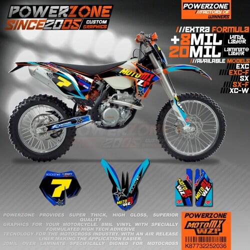 PowerZone Custom Team Graphics Backgrounds Decals 3M Stickers Kit For KTM SX SXF MX EXC XCW Enduro 125cc to 500cc 2011-2016 036