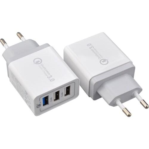 Quevinal Quick Charge Eu US UK Plug QC 3.0 30W 3 Ports USB Wall Charger for Samsung S6 S7 S8 plus note 8 smart android phone