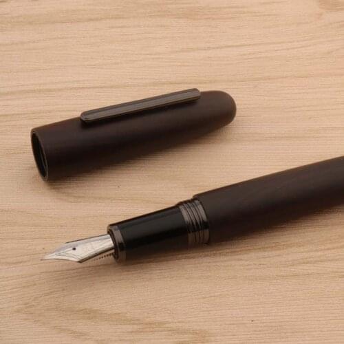 Luxury JinHao 9056 Fountain Pen Wood Black Ebony Gun Gray Spin Calligraphy Fude Bending Stationery Office Supplies Ink Pens New