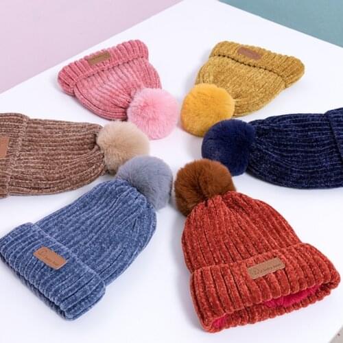 Hats Scarf Gloves Set for Women Children Cap Autumn Winter Warm Mitten Pom Pom Knitted Hat Fashion Outdoor Casual Sets 2021 New