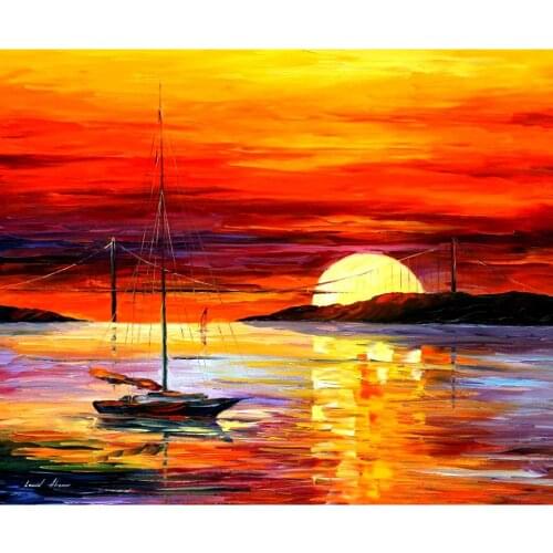 Modern art landscape golden gate bridge by the sunset palette knife oil painting High quality Hand painted home decor