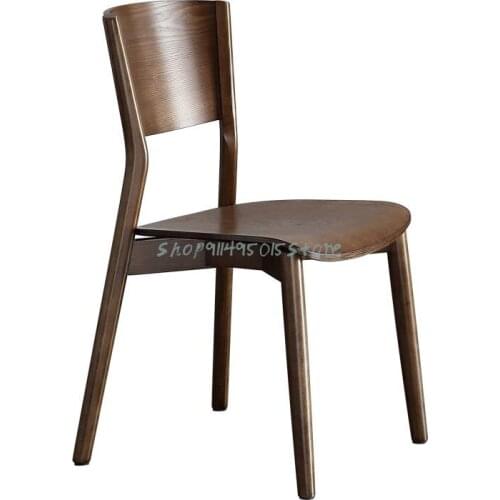 Modern Home Solid Wood Dining Chair Nordic Light Luxury Chair Chinese Style Black Backrest Seat Minimalist Designer Chair