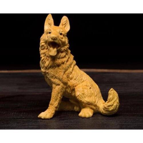 Zodiac Dog Animal Statue Boxwood Carved Animal Solid Wood Car Decoration Home Decoration Lucky Mascot Wangcai Animal Dolls