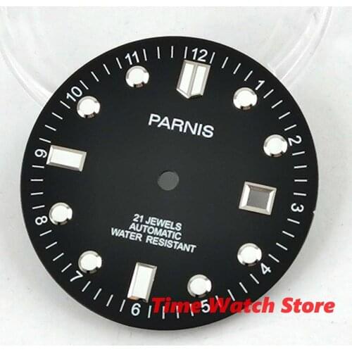 33mm Parnis luminous black watch dial Parts Date Window fit for ETA 2836 2824 DG 2813 3804 Miyota 8215 821A movement D173