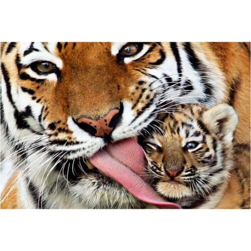 Tigers diamond painting mother child 5d rhinestone embroidery landscape mosaic sticker decor diamond dots poster wall paper diy