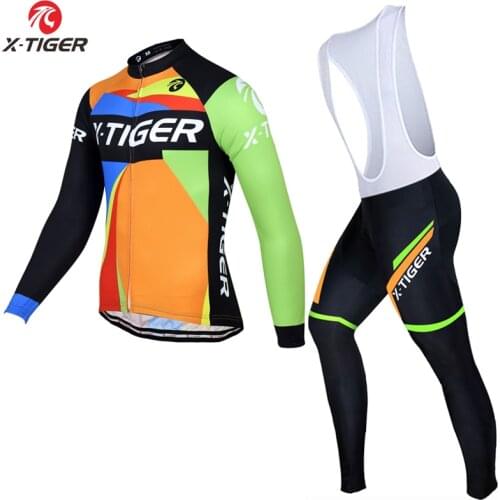 X-Tiger Long Sleeve Cycling Jerseys Set Spring MTB Bicycle Clothes Ropa Maillot Ciclismo Racing Bike Wear Cycling Clothing
