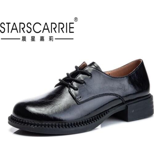 Single shoes womens spring 2021 new thick soled thick heel leather casual shoes womens lace up Mary Jane womens shoes fashion