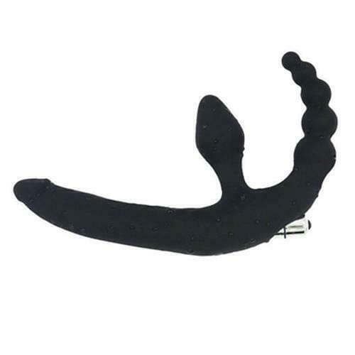 Strapless Strap-On Dildo Vibrator Double Penetration Couples Pegging Anal Beads
