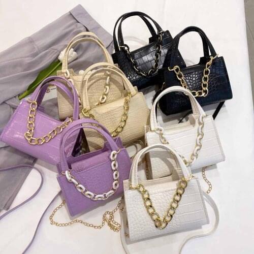 Fashion Women Alligator Pattern Shoulder Crossbody Messenger Bag Casual Ladies PU Leather Top-handle Solid Color Chain Bag