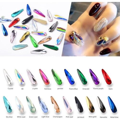 100pcs Nail Art Flat AB Rhinestone Bright Shaped Drill Water Drop Shape Magic Color Jewelry Decoration Nail Beauty Accessories