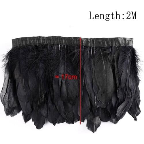 2Meters Wedding Feathers Trims Sewing Clothing Goose Feather Crafts DIY Natural Black Feathers PlumeChristmas Party Decoration