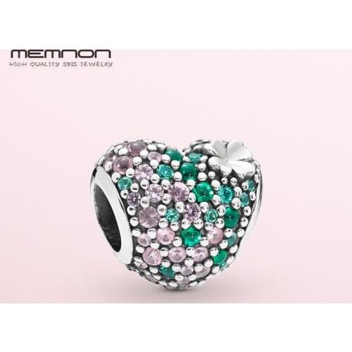 2019 Spring Gleaming Lucky Four-Leaf Clover Heart beads 925 Sterling Silver charms fit bead Bracelets DIY silver 925 jewelry