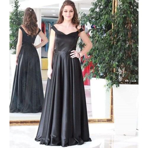 2021 Long Satin Off Shoulder Prom Dresses Sleeveless Formal Evening Party Ball Gown Robe De Soiree