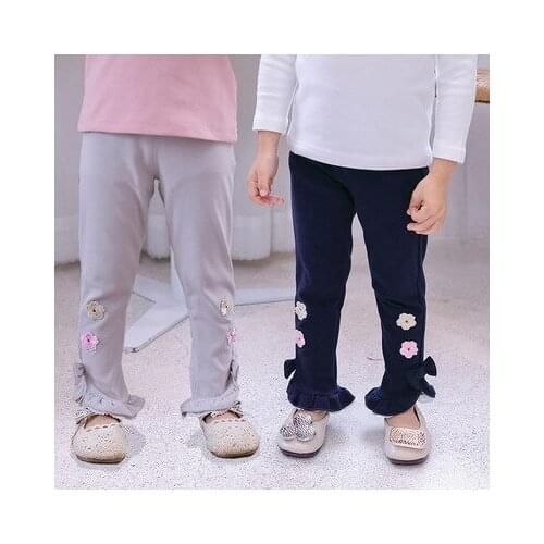 2021 Spring and Summer New Baby Girls Leggings Korean Childrens Cotton Bow Tie Thin Pants Girls Leggings Toddler Trousers 2-8Y