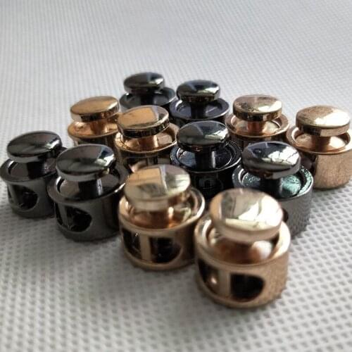 300pcs Gold/Black Tone Metal Stopper Spring Toggle Buckle Cord Locks Claps Drawstring Stops End Button Single/Double holes Clasp