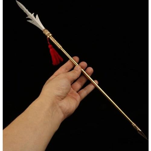 43cm 1/6 Scale Ancient Weapon Three-Pointed Two-Edged Halberd 440c Steel And Copper Equipment Suitable For 12-Inch Action Figure