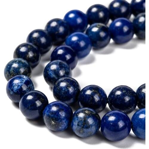 5Strands Natural Lapis Lazuli Beads Strands 8mm Dyed Round Blue Beads, Hole: 1mm