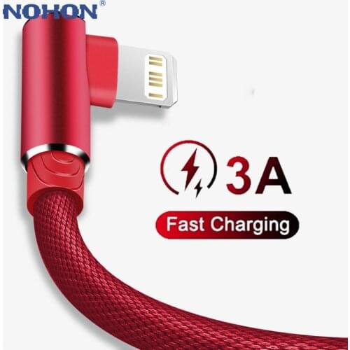 90 Degree Elbow Fast Charge Charger USB Cable For iPhone 11 12 Pro Max X XR 6 6s 7 8 5 SE 2 iPad Origin Cord Wire iPhon Cable 3m