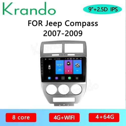 Krando Android 10.0 4G 64G 9" For Jeep Compass 2007-2009 Car Radio Player Gps Navigation Multimedia System