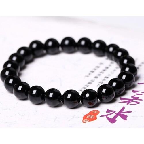 6mm 8mm 10mm 12mm 14mm Black Natural Stone Bracelet Men Charms Beaded Bracelets Women Yoga Buddha Chain Bangles Jewelry