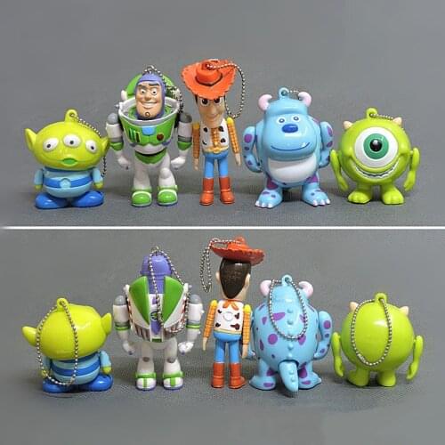 1Pcs Cartoon Disney Pixar Toy Story Figure Toys Woody Buzz Lightyear Keychain Decoration Bag Pendant Car Keyring