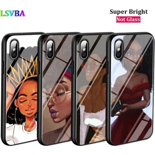 Black Cover Cute Girl Cartoon for iPhone 11 11Pro X XR XS Max for iPhone 8 7 6 6S Plus 5S 5 SE Glossy Phone Case