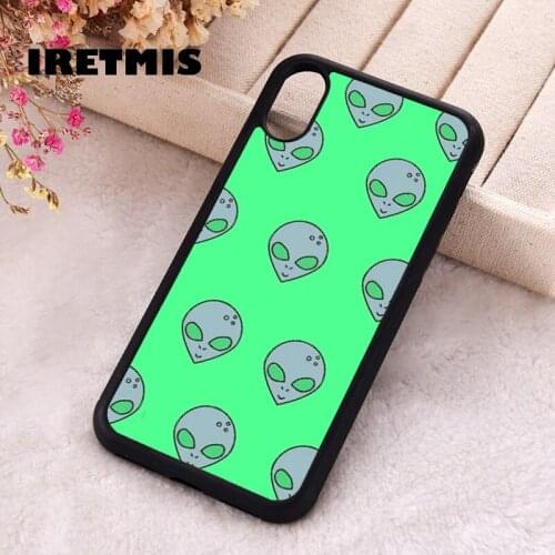 Iretmis 5 5S SE 2020 Phone Cover Cases for iPhone 6 6S 7 8 Plus X Xs Max XR 11 12 MINI Pro Rubber Silicone Green Aliens Pattern