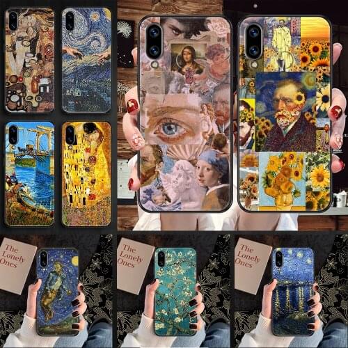 Van Gogh art Oil Painting Phone case For Huawei Honor 6 7 8 9 10 10i 20 A C X Lite Pro Play black 3D coque pretty cell cover art