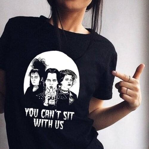 Colored Street Punk Style You Can't Sit with Us T-Shirt funny 100% Cotton graphic Fashion women unisex casual tshirt top fit tee