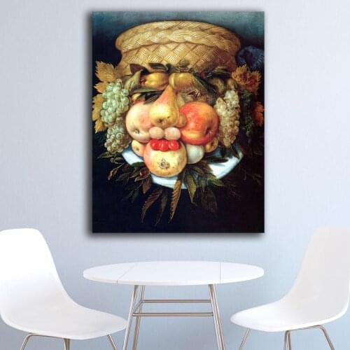 Reversible Head with Basket of Fruit Arcimboldo Canvas Painting For Living Room wall art, Oil Painting On Canvas Wall Painting