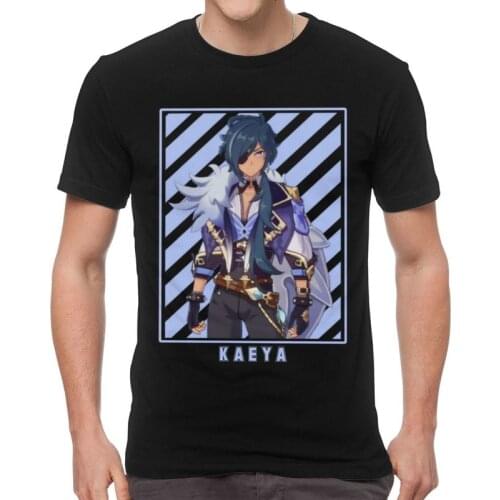 Kaeya Genshin Impact Anime Japanese T-shirt Men Graphic T Shirt Short Sleeve Game Tshirts 100% Cotton Tees Top Clothes
