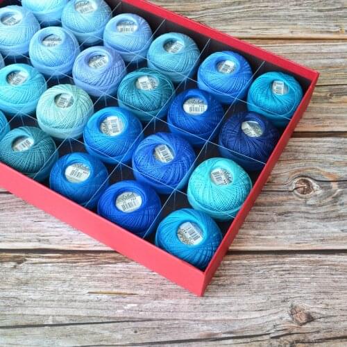 HHL cotton lace line Crochet kintting Tatting /Shuttle thread NO.20 blue series 25g/roll 190meters thickness 0.5-0.6mm