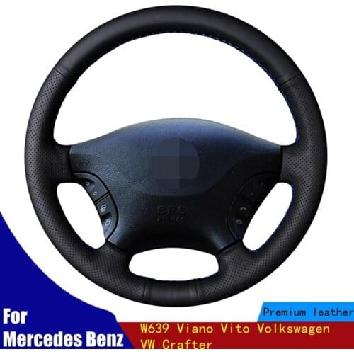 Car Steering Wheel Cover Soft Black PU Artificial Leather Hand-stitched For Mercedes-Benz W210 E-Class E320 2000 2001 2002