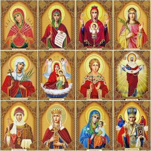 DIY Diamond Painting Religion Icon Full Display Rhinestones Full Square Diamond Embroidery Cross Stitch Mosaic Home Decor