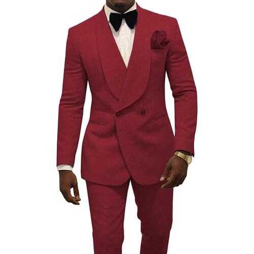 Terno Masculino 2 Pieces Shawl Lapel Wedding Tuxedos Groom Wear Suits Tailor Made Slim Fit Suits Men 2021 (Jacket+Pants+Tie