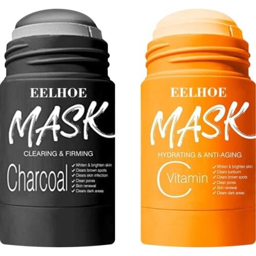 Charcoal Mask Vitamin C Mask for Face Purifying Clay Stick Mask For Blackhead Oil Control & Clean Pores Solid Mask 40g QBMY