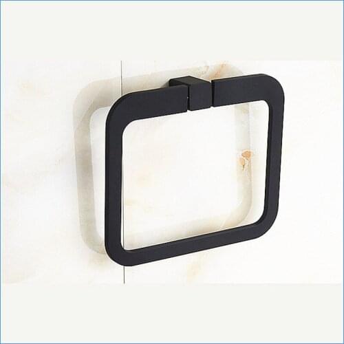 Wall mount decorative towel ring,Rubber paint black bathroom towel ring,square bath towel ring