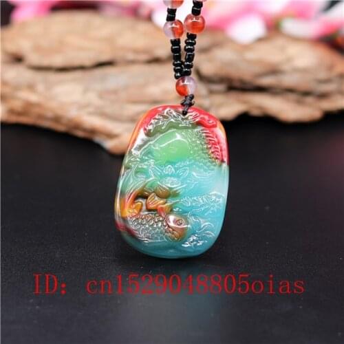 Natural Color Hetian Jade Stone Pisces Pendant Necklace Chinese Jadeite Jewelry Charm Carp Amulet Carved Gifts for Women Men