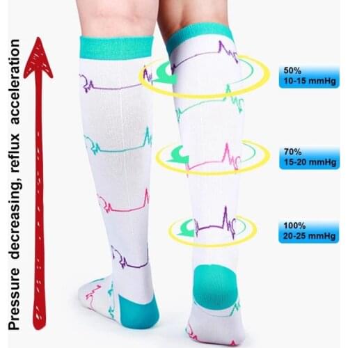 1 Pair Unisex Compression Socks Heart Star Cat Dog Pattern Golf Tube Animal Outdoor Running Cycling Socks