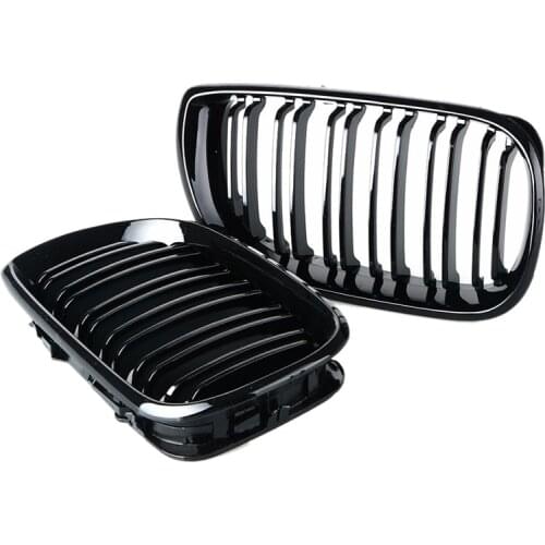 New 2Pcs Car Style Gloss Black Front Kidney Double Slat Grill Grille for BMW E46 4 Door 4D 3 Series 2002-2005