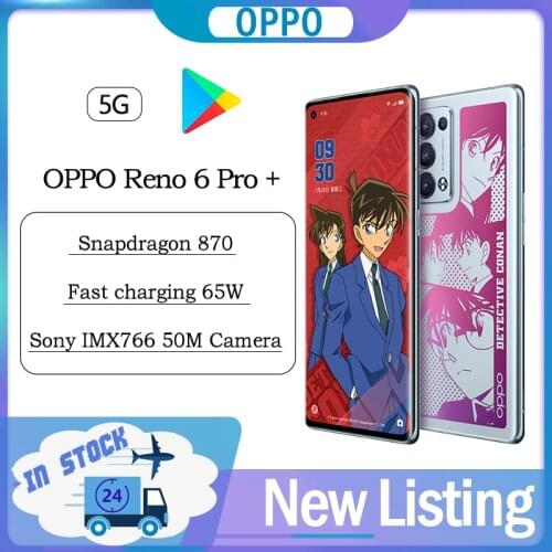 Original OPPO Reno 6 Pro + Plus Detective Conan Limited Edition 5G SmartPhone Snapdragon 870 50MP Camera 65W SuperVOOC 90Hz NFC