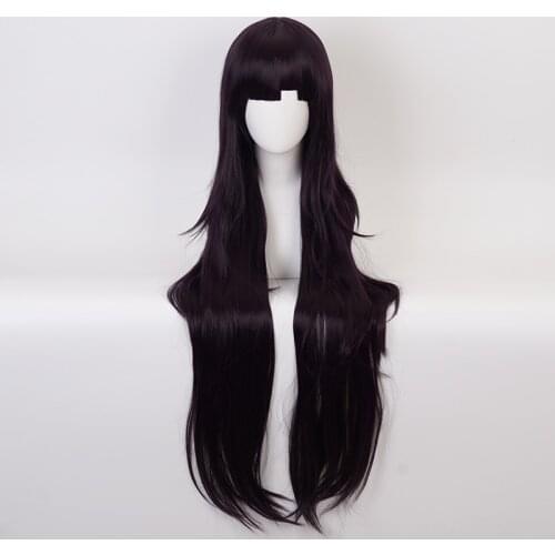 Danganronpa Dangan Ronpa Tsumiki Mikan Cosplay Wigs 100cm Long Purple Mixed Black Wig Heat Resistant Synthetic Hair + Wig Cap