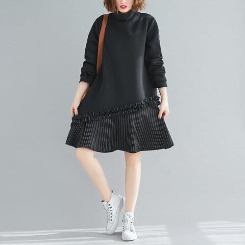 Dresses Women Spring Autumn Patchwork Long-sleeved Solid Color Loose Casual Elegant Female Dress 2021 New Arrival
