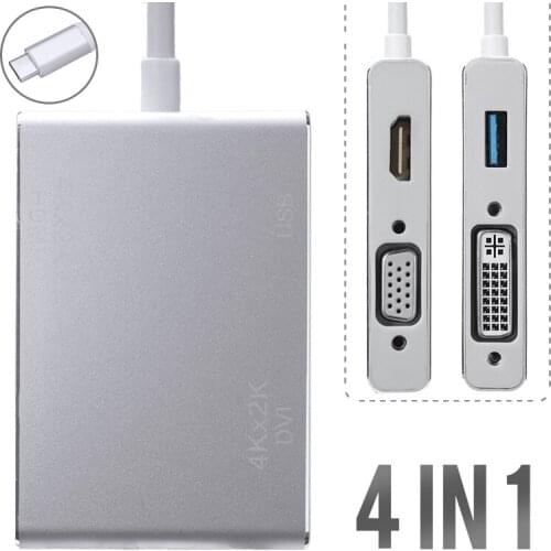Portable Type-C 3.1 To VGA+DVI+USB 3.0 Adapter High Quality 4-in-1 VGA Adapter Converters For Computer Projector Monitor
