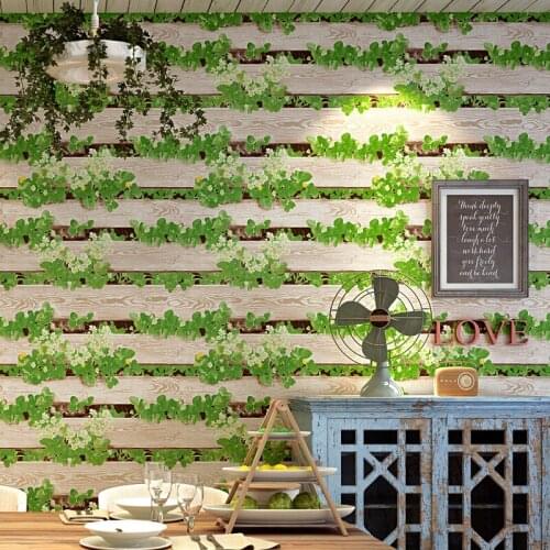 PVC Wallpaper 3D Imitation Wood Board Restaurant Bread Milk Tea Hot Pot Shop Retro Wall Paper For Walls 3 D Papel De Parede Sala